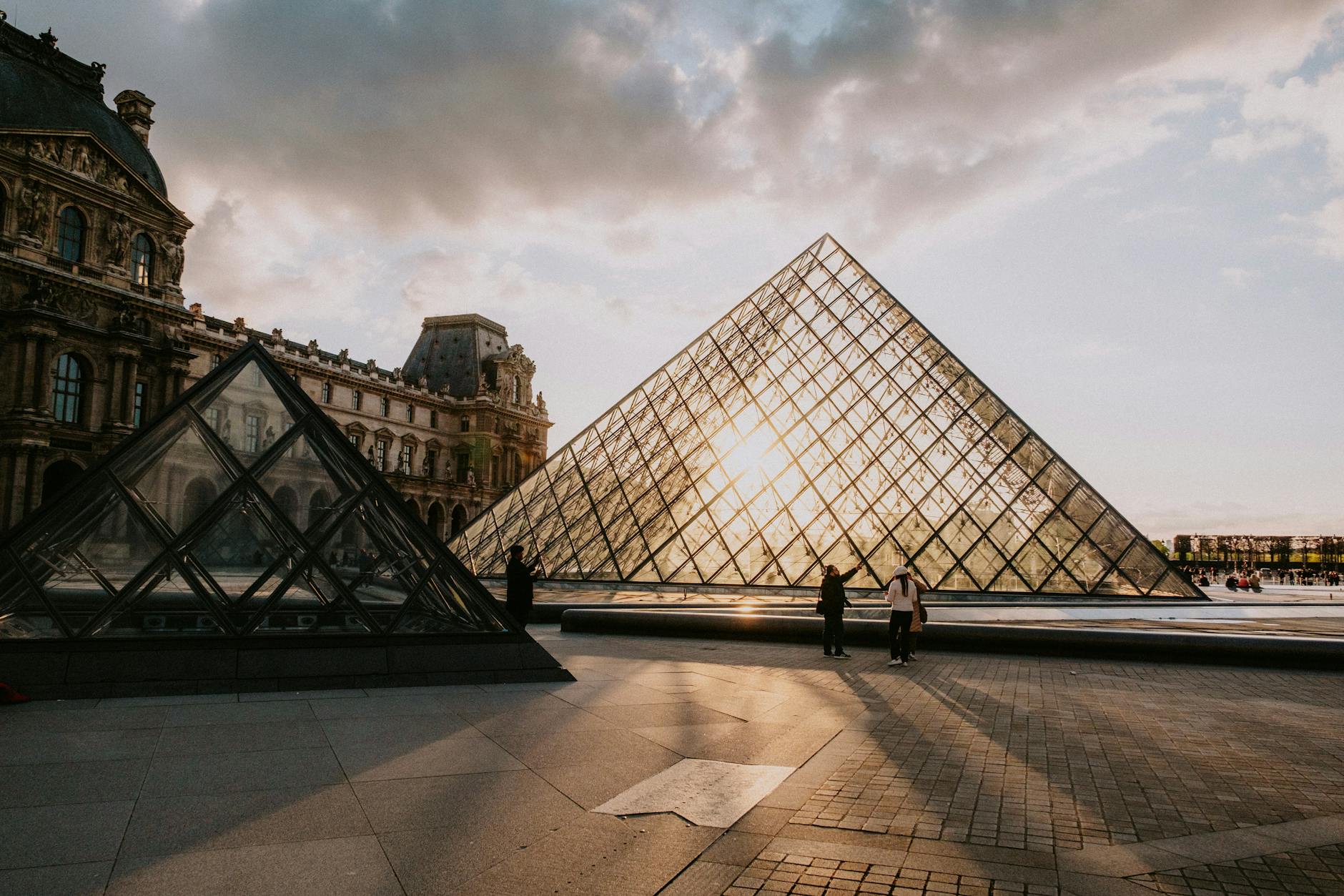 louvre museum at sunset paris france